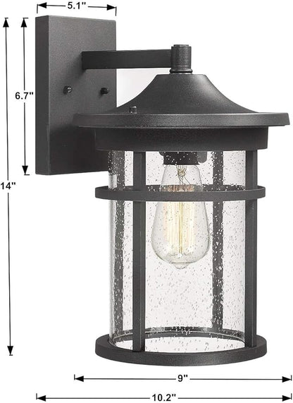 Bestshared Outdoor Wall Sconce, Outdoor Wall Lights, Exterior Wall Mount Light Fixture, Modern Outside Porch Light Wall Mount for House, Garage, Entryway, Exterior Wall Lantern with Seeded Glass Shade