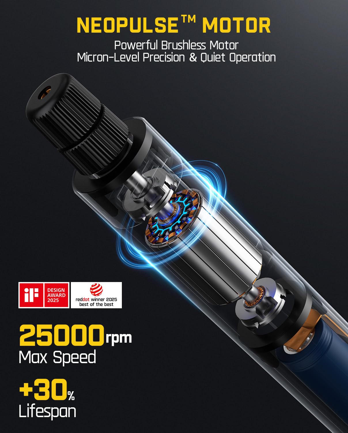 Fanttik F2 Master Mini Cordless Rotary Tool Kit 4V, NeoPulse Motor, 5 Variable Speed, 25000 RPM, Revostor Hub, 35 Accessories, Power Tool for Sanding, Polishing, Drilling, Carving, DIY Crafts
