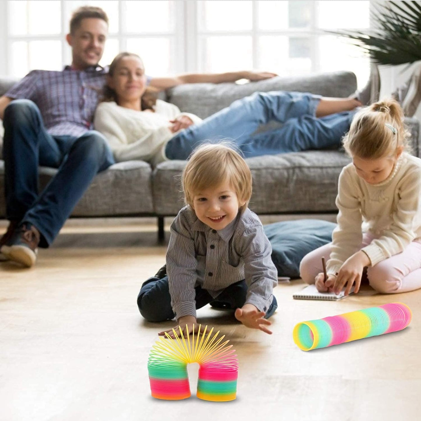 Vinciph 4.2 Inch Boxed Jumbo Rainbow Coil Spring Toy,Classic Giant Novel Magic Decompression Spring Toy,Great for Small Party Favor, Stocking Stuffers for Kids & Adults