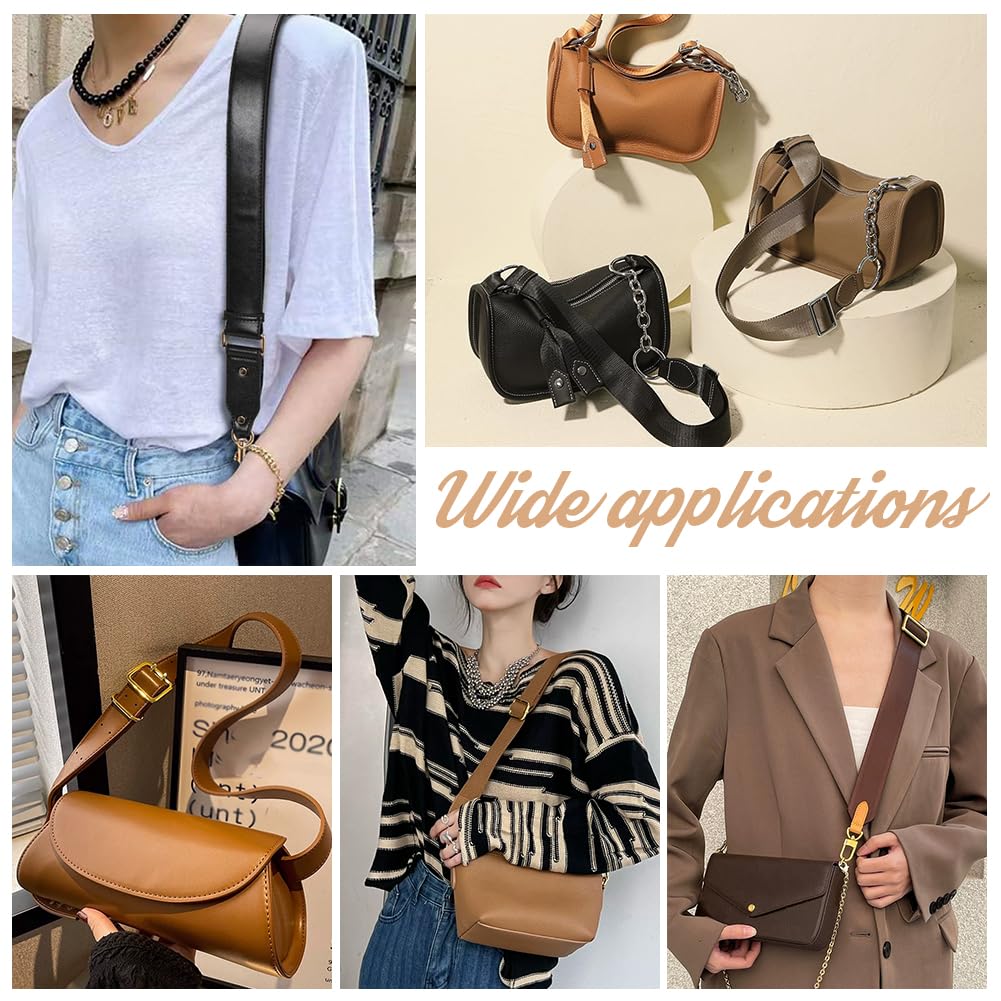 PH PandaHall 4 Colors 1.5 Inch Leather Bag Wide Shoulder Strap, Leather Strap for Crossbody Bag, Replacement Wallet Strap, Removable Tote Bag Shoulder Strap with Gold Lobster Buckle