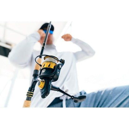 PENN Spinfisher VI Spinning Nearshore/Offshore Fishing Reel, HT-100 Front Drag, Max of 50lb | 22.6kg, Made with an All-Metal Reel Body and Spool Design,Black Gold, 10500, Black Gold