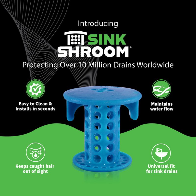 SinkShroom SSBLU988 Sink Drain Protector Hair Catcher/Strainer/Snare, Blue