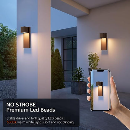 4 Pack 13" Modern Outdoor Led Wall Light,16W 3000K 1200Lumen Porch & Patio Hardwired Wall Mount Wall Sconces,Exterior IP65 Waterproof Aluminum Wall Lamp for Front Door Garage Garden(Rust)