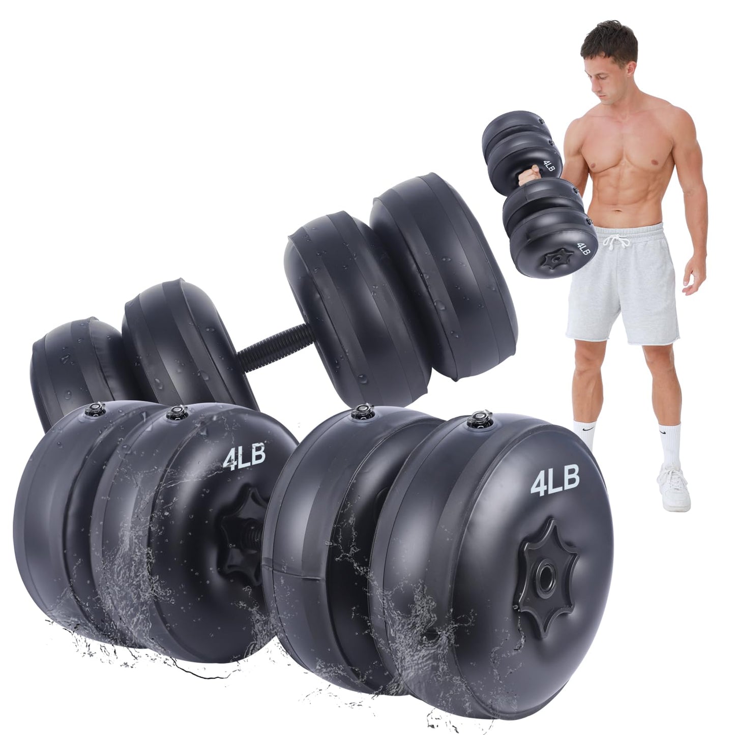 Water Filled Dumbbells Set - Water Filled Weights - Portable Travel Weights - Weights Adjustable Dumbbells - Portable Fitness Equipment - Strength Training - Fitness and Shaping