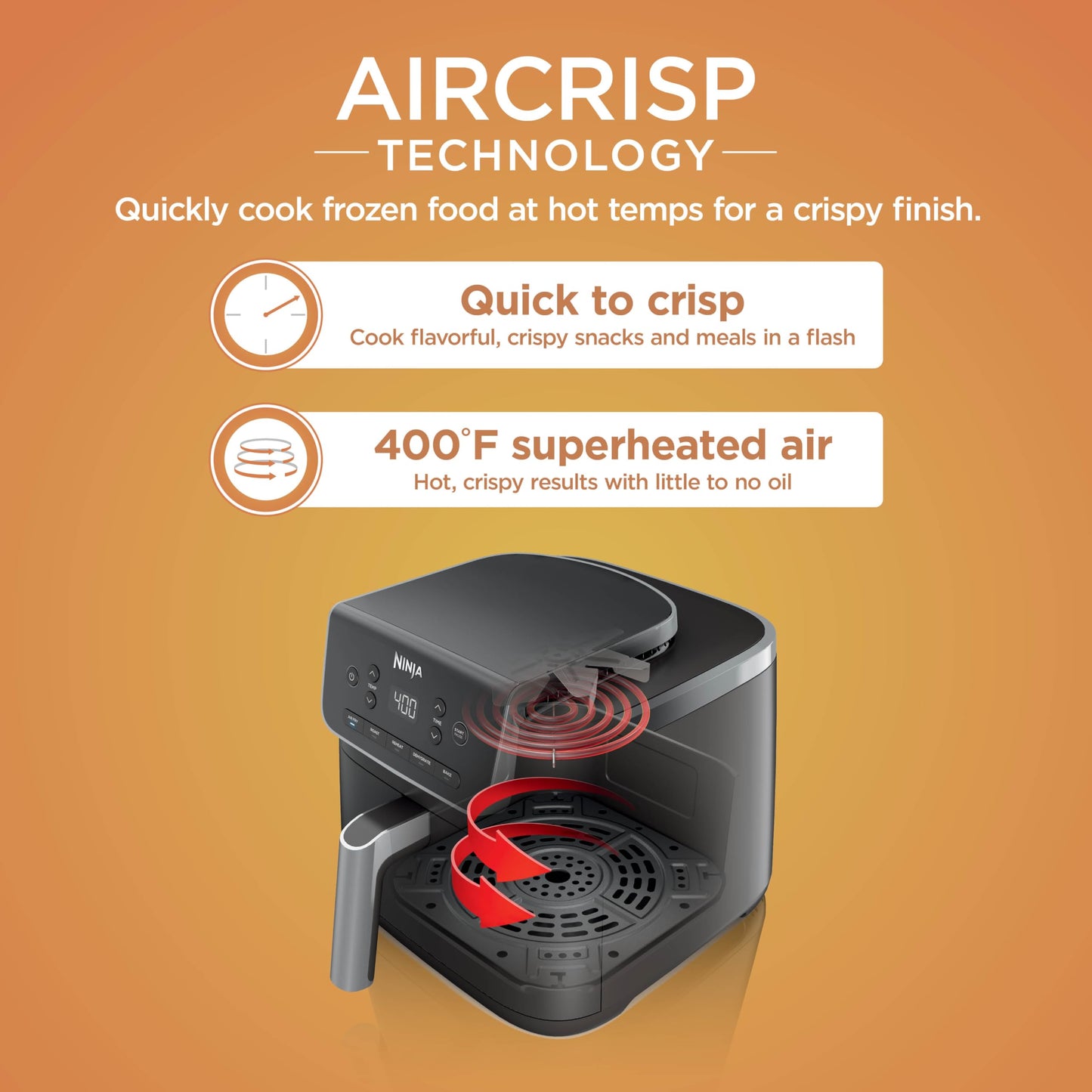 Ninja | Air Fryer | 4 QT Capacity | 4-in1 Roast, Crisp, Roast, Reheats, & Dehydrates | Dishwasher Safe Parts | Includes 20 Easy & Healthy Recipes | Compact | Grey | AF101