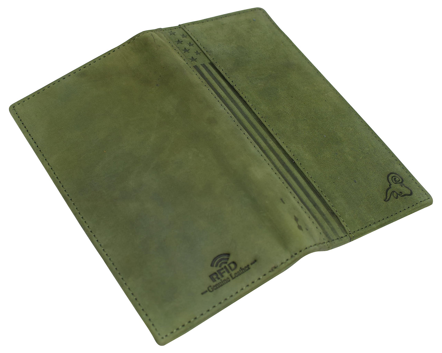 Genuine Leather Checkbook Cover For Men & Women Checkbook Holder Wallet RFID Blocking USA Series (Bright Green)