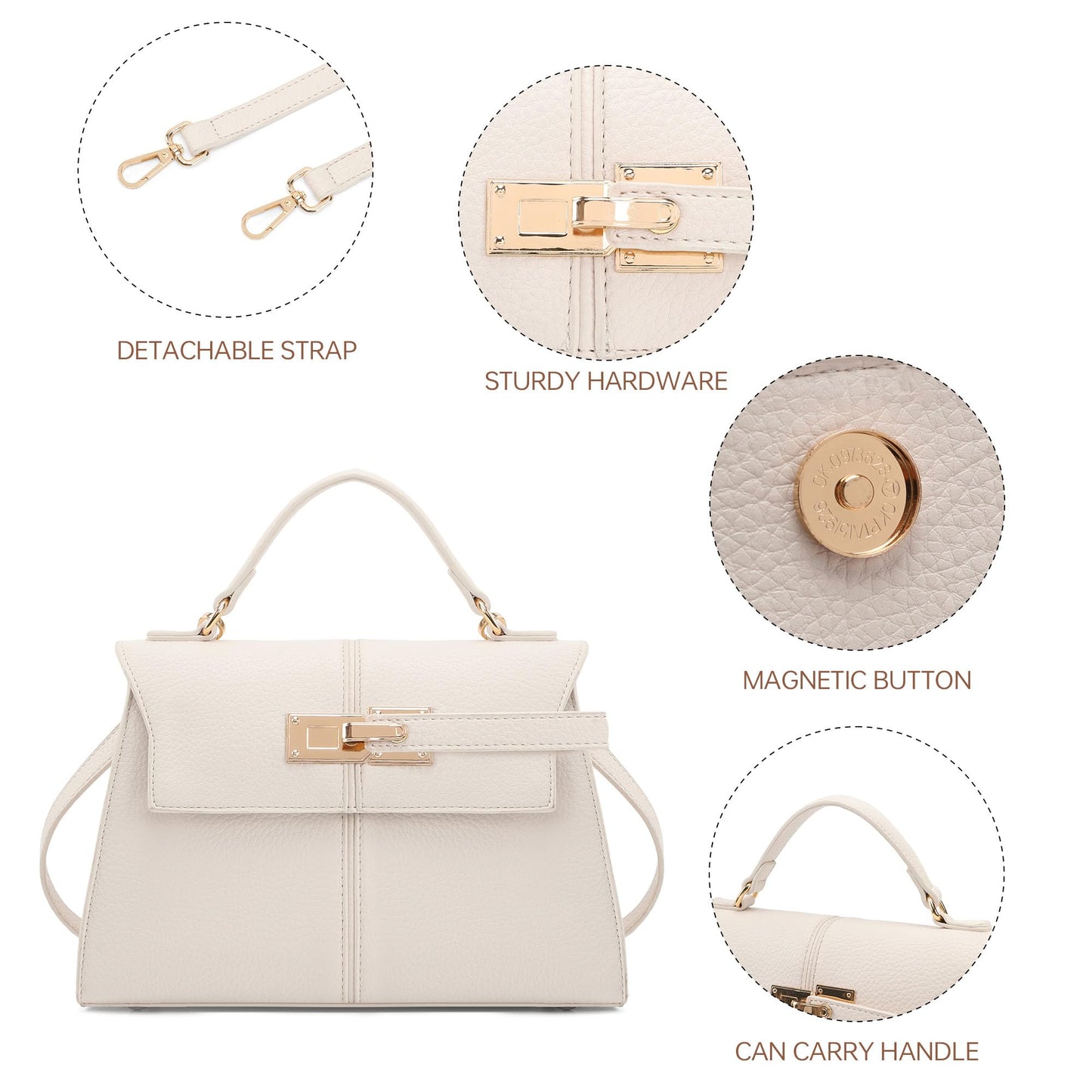 Goinsound Satchel Purses for Women Top Handle Purse for Travel - Beige