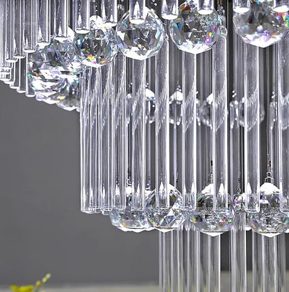 D32''X H110'' Modern Crystal Raindrop Gold Chandelier Lighting for Entrance, Stairs, Doorway, Crystal Ornament Chandelier Can be Used on Sloping Ceiling