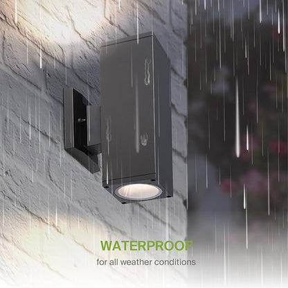 ASD 2 Light Square Outdoor Wall Light Fixture | 120W E26 Socket 120V ETL Cylinder Up Down Lights | LED/CFL/Incandescent Bulb Exterior Wall Sconce | Front Door, Porch, Patio | Bronze, 6 Pack