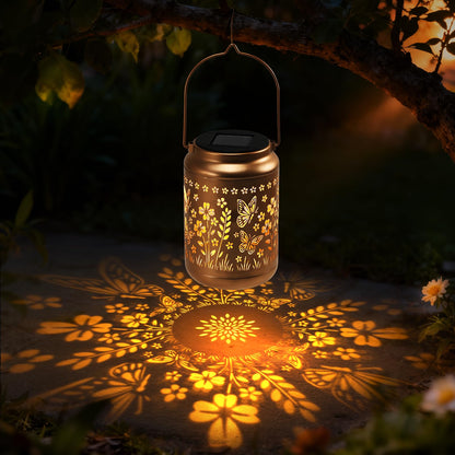 Lyeasw Garden Decor Butterfly Solar Lanterns Waterproof, Christmas Garden Gifts for Women Mom Grandma, Hanging Solar Lights for Outside, Metal Outdoor Decorations for Patio, Yard, Pathway(Bronze)