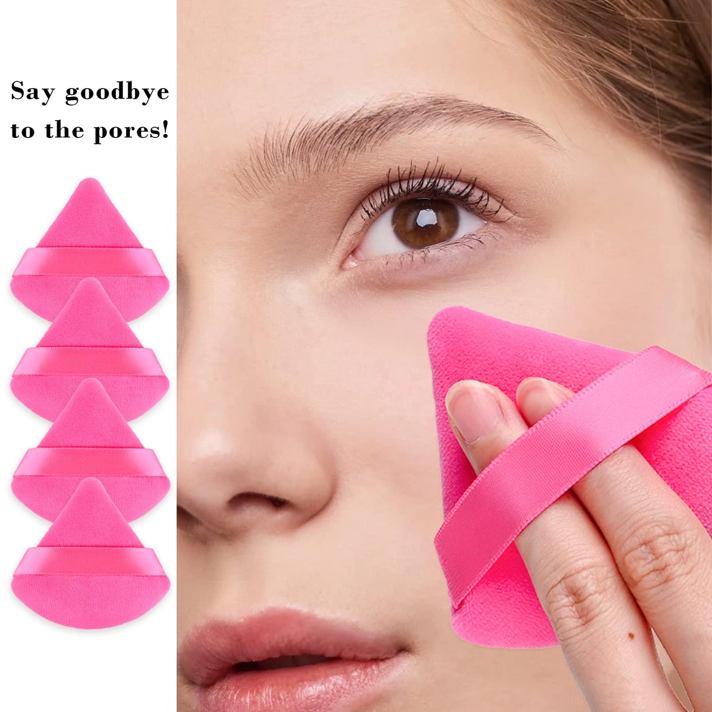8Pcs of Triangular Powder Puff Makeup Sponges, Made of Super-soft Velvet, Designed for Contouring, Eye, and Corner, Beauty Blender Foundation Mixing Container.(Black)