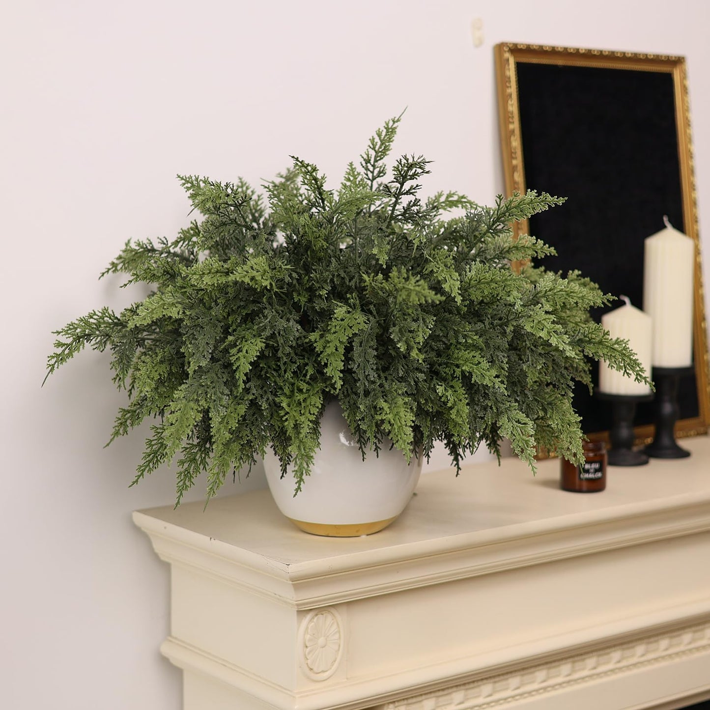 GLIDLION 18" Soft Textured Cedar Branches -12 Pcs, Artificial Christmas Cedar Branch Realistic Fake Pine Picks Faux Greenery Plants Stem for Vase DIY Crafts Garland Wreath Indoor Outdoor Home Decor