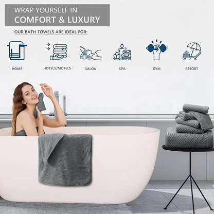 Extra Large Bath Towel Set of 4, Oversized Bath Sheet Super Soft Highly