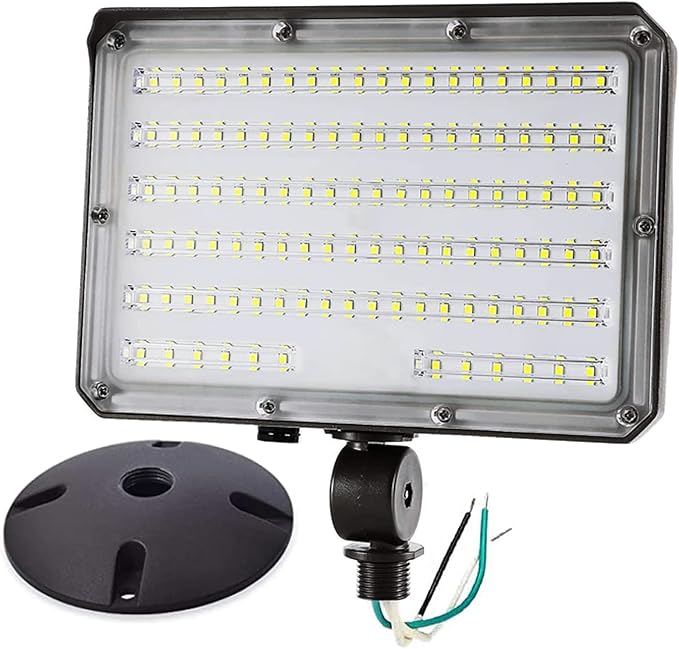 80W Outdoor LED Flood Light Dusk to Dawn, 5000K 10400LM AC100-277V 800W HID Equivalent,ETL Listed IP65 Waterproof Knuckle Mount Floodlight with Plate for Yard Garage