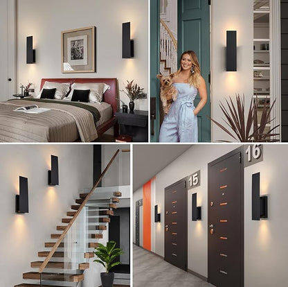 Black Wireless Wall Sconces Set of Two,3000K Warm White Battery Operated Wall Sconce with Remote,USB Rechargeable LED Wall Lights for Living Room Bedroom Hallway