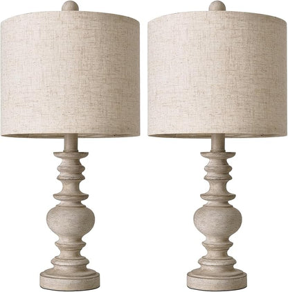 BOBOMOMO Tradition 20" Rustic Table Lamp Set of 2 for Living Room Bedroom Bedside Desk Lamps Bedroom Nightstand Vintage Lamps Linen（Suitable for Decorating Small Areas）