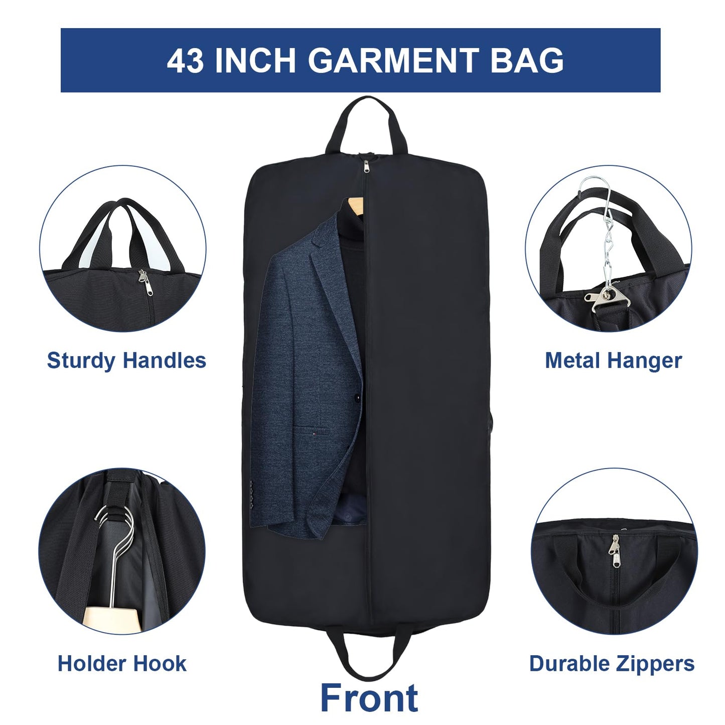 Edraco Garment Bag for Travel, Large Suit Travel Organizer Bag, Foldable Carry On Garment Bag