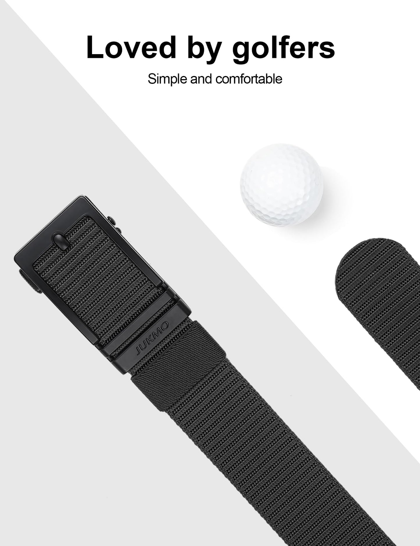 JUKMO Ratchet Belt for Men, Nylon Web Tactical Belt with Automatic Slide Buckle (Black, Medium)