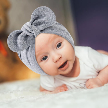 Century Star Baby Girl Beanie Hats Bow Knot Baby Bonnet Infant Toddler Hospital Hat Newborn Cotton Head Wrap Beanie Cap 2Pcs Pink&Beige One Size