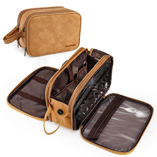 BAGSPRITE Large Toiletry Bag for Men, Women Travel Bag with Hanging Hook, Water-resistant Makeup Cosmetic Bag Shaving Kit Organizer, Bathroom Bag for Traveling