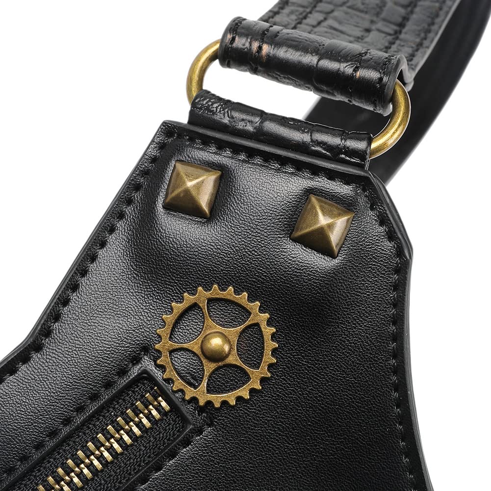 Waist Bag Fanny Pack Motorcycle Drop Leg Bag Thigh Hip Pouch Messenger Leather Crossbody Shoulder Purse Wallet Pocket (Black 172)