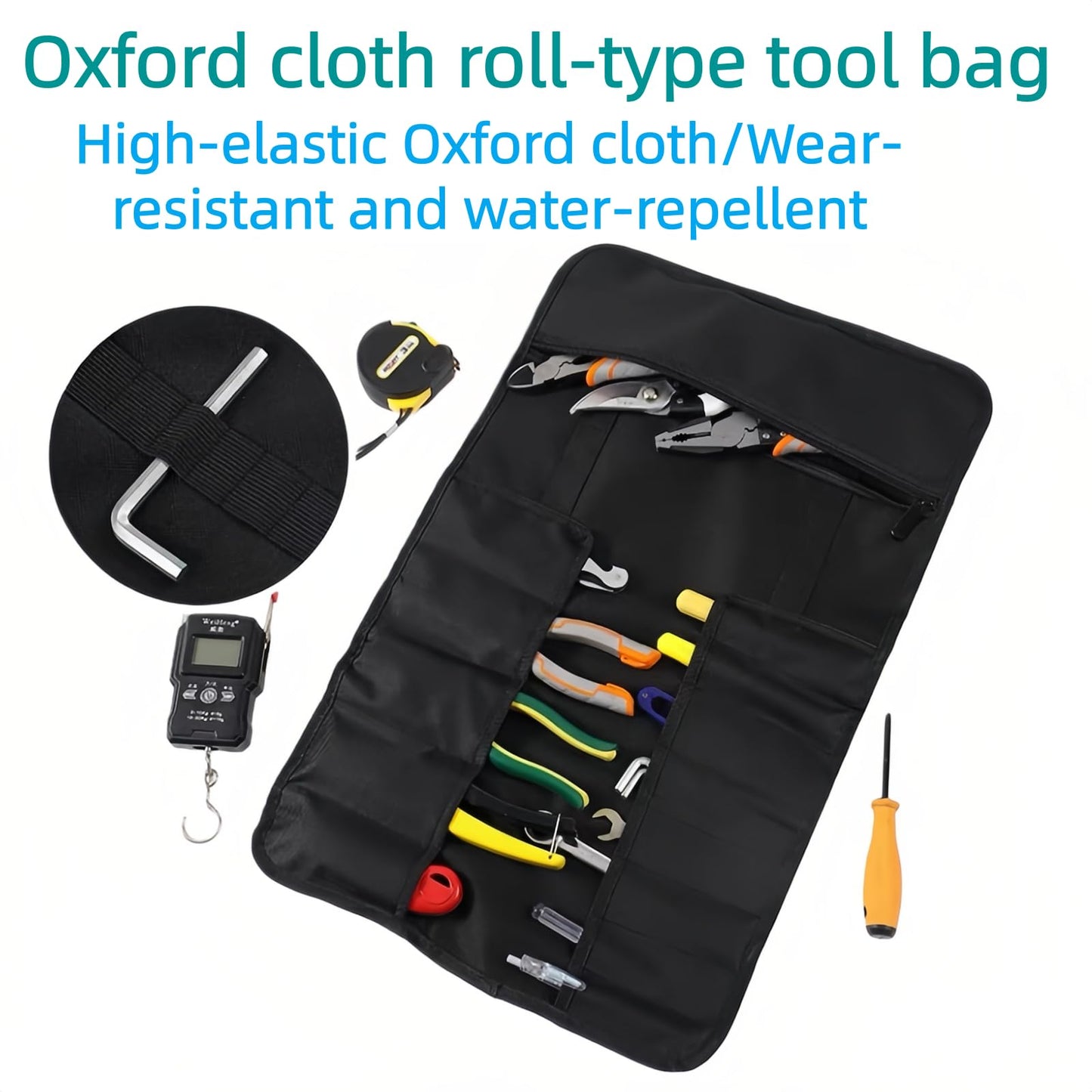 Tool Bag Roll Up, Roll Up Tool Pouch with 22 + 1 Pocket,Waterproof tool roll up bag, Heavy Duty Tool Roll Bag Organizer.