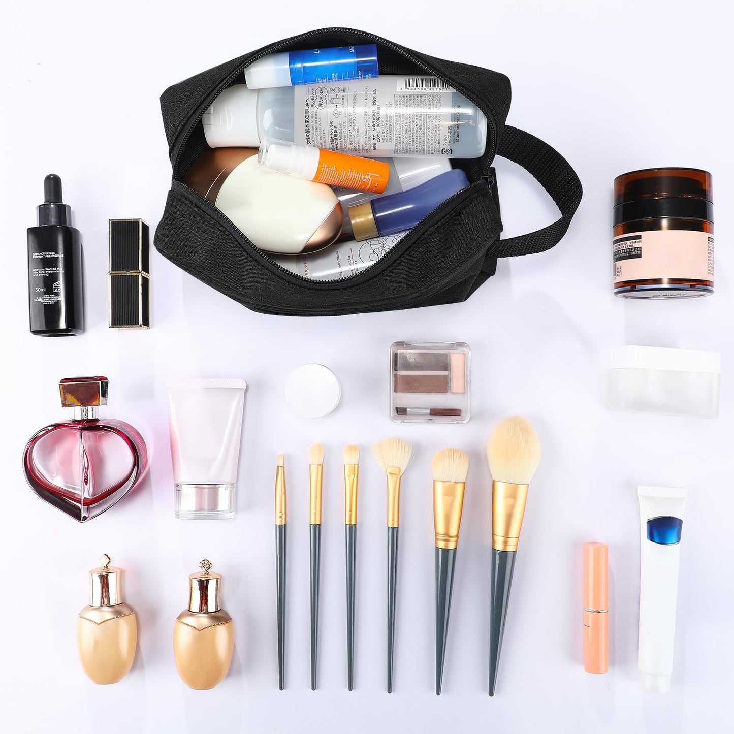Paterr 32 Pcs Travel Toiletry Bag for Men Women Large Water Resistant Shaving Bag Hanging Cosmetic Bag Makeup Travel Pouch Foldable Toiletry Organizer with Divider Handle for Toiletries Accessories