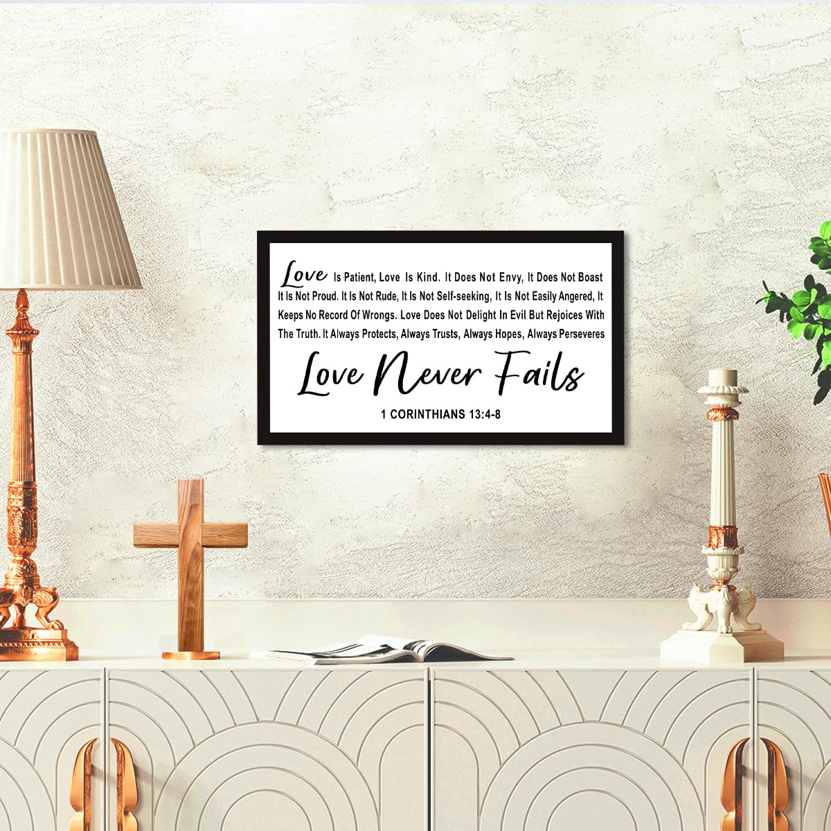 Love is Patient Love is Kind Wood Box Sign Desk Decor,1 Corinthians 13:4-8 Bible Verse Wooden Block Sign for Home Farmhouse Bedroom Wall Shelf Tabletop Decor