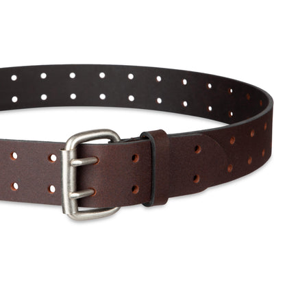 Dickies Work Belt for Men - Leather with Double Prong Buckle for Jeans and Heavy Duty Construction,Brown,36