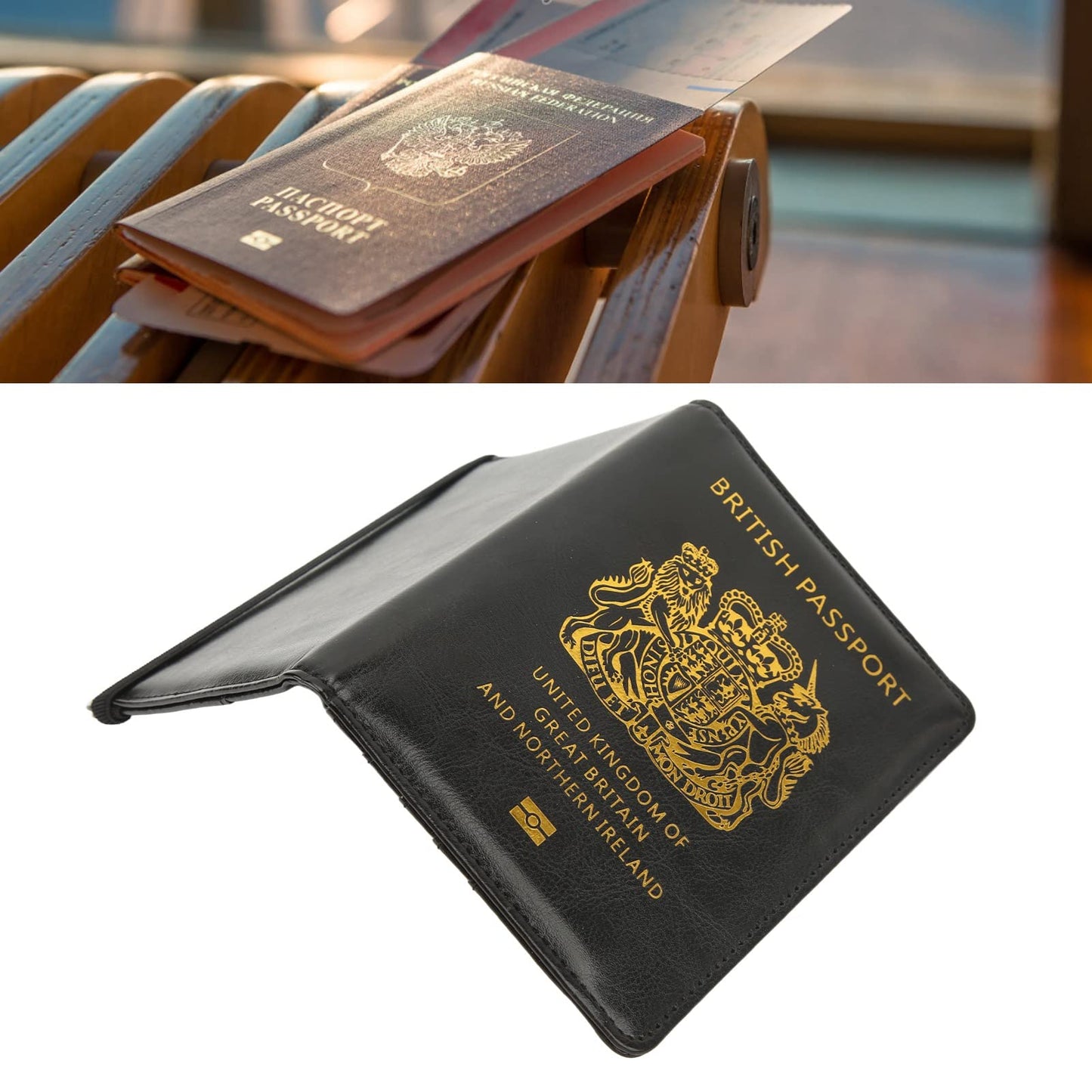 Britain Passport Cover Passport Holder Cover Leather Passport Holder UK Passport Cover for Passport, Business Cards, Credit Cards, Boarding Passes