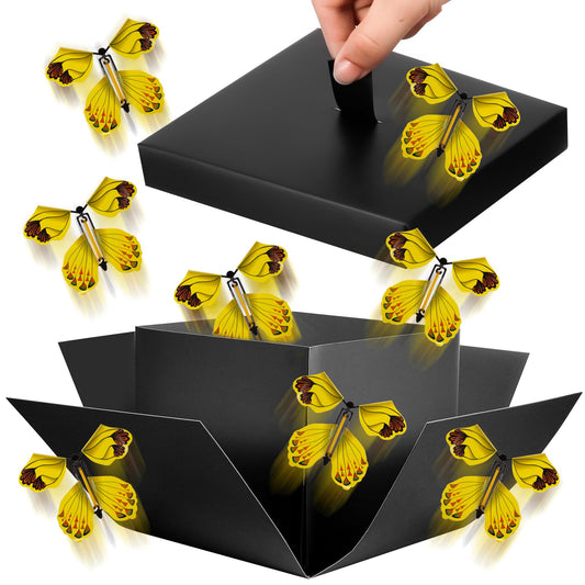 XLSXEXCL Butterfly Explosion Gift Box, Flying Butterfly Surprise Box for Birthday, Wedding, Anniversaries, Christmas (Black)