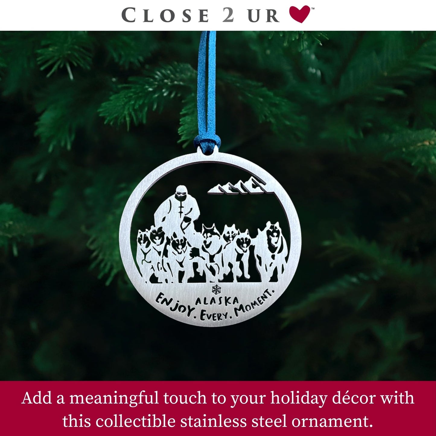 Alaska Iditarod Stainless Steel Ornament Keepsake & Collectible | Window Ornament, Hanging Decoration, Winter Sports & Travel Décor | Handcrafted, Durable & Made in USA