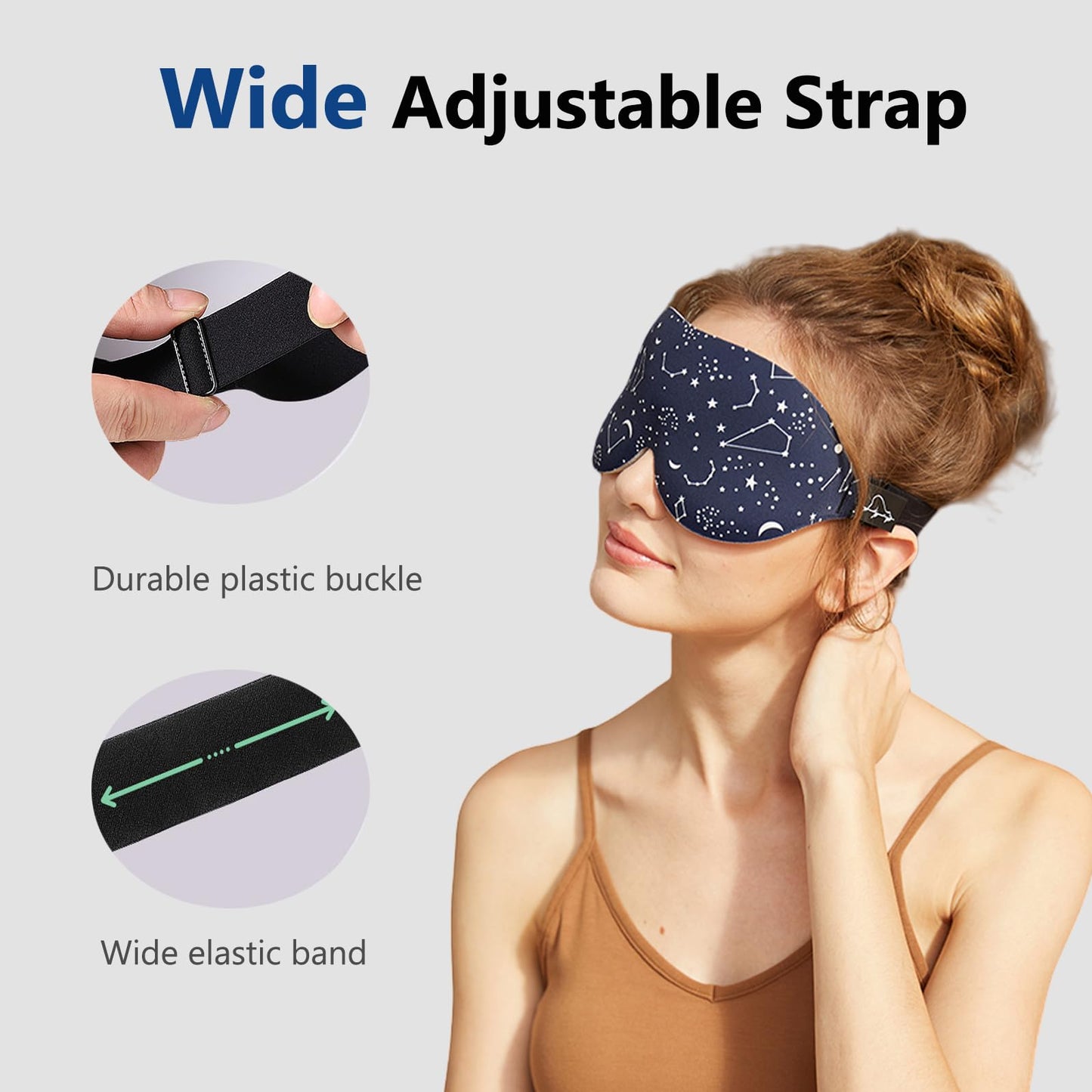 Alaska Bear Sleep Mask for Side Sleepers 2022 Headband Design, Cup-Shaped and Extra-Soft, 100 Blackout Eye Mask Shades Cover for Men and Women Home or Travel, Machine Washable, Black