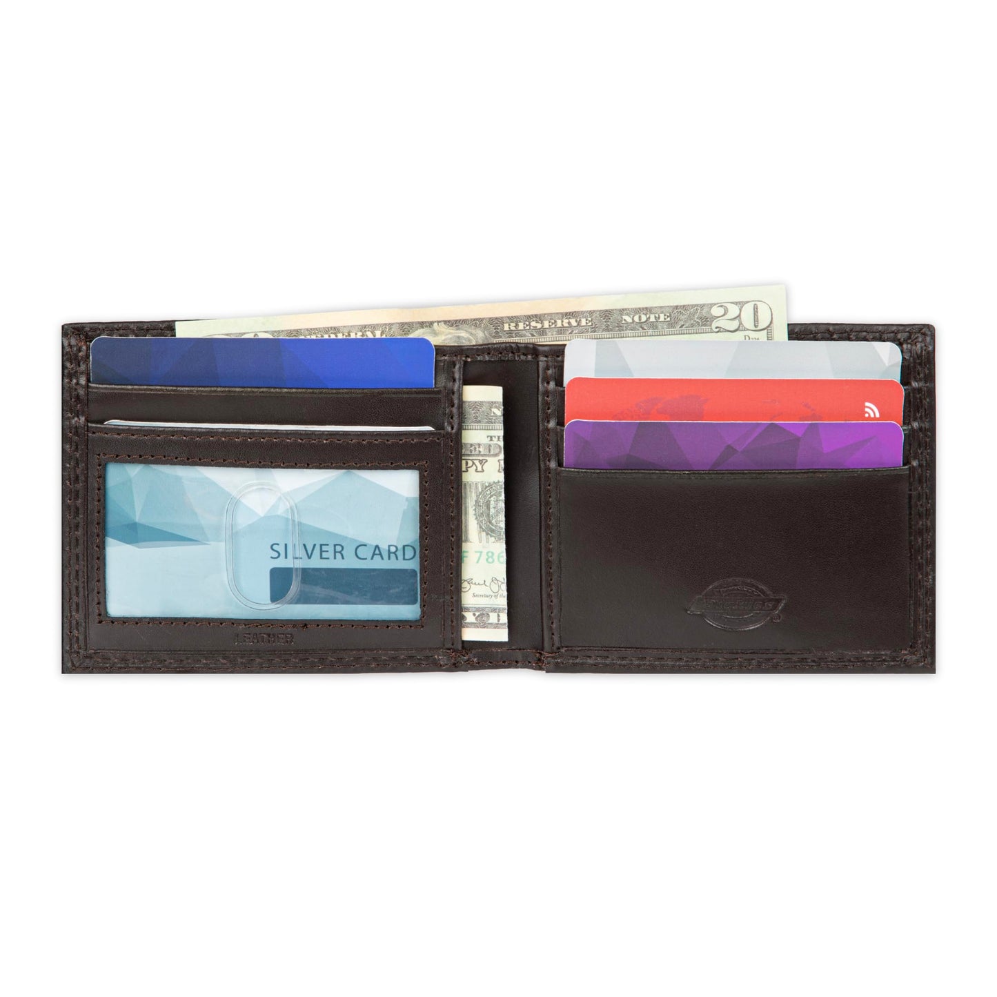 Dickies Mens RFID Everyday Leather Bifold Chain Wallet, Brown, One Size