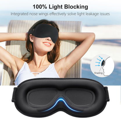 Gritin 100% Blackout Sleep Eye Mask for Women Men, Zero Pressure Sleeping Mask - Ergonomic Design 3D Cutout Eye Movement and Eyelash Friendly Night Blindfold, Ultra Soft Comfortable for Sleeping