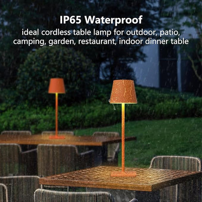 Orange Cordless Table Lamp Set of 2-3 Way and Stepless Dimmable - for Restaurant Dining Bedroom Home Bar