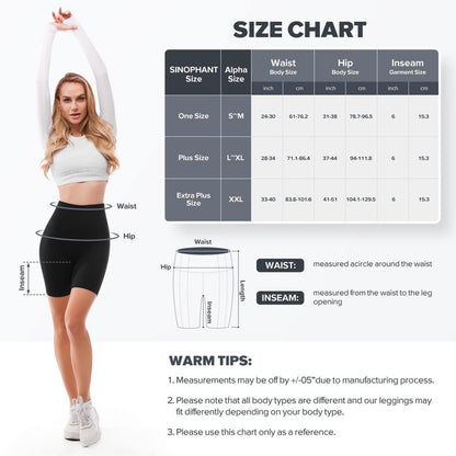 SINOPHANT High Waisted Women Biker Shorts - 6” Buttery Soft Elastic Tummy Control Shorts for Gym, Yoga, Workout(Pockets, L-XL,Black)