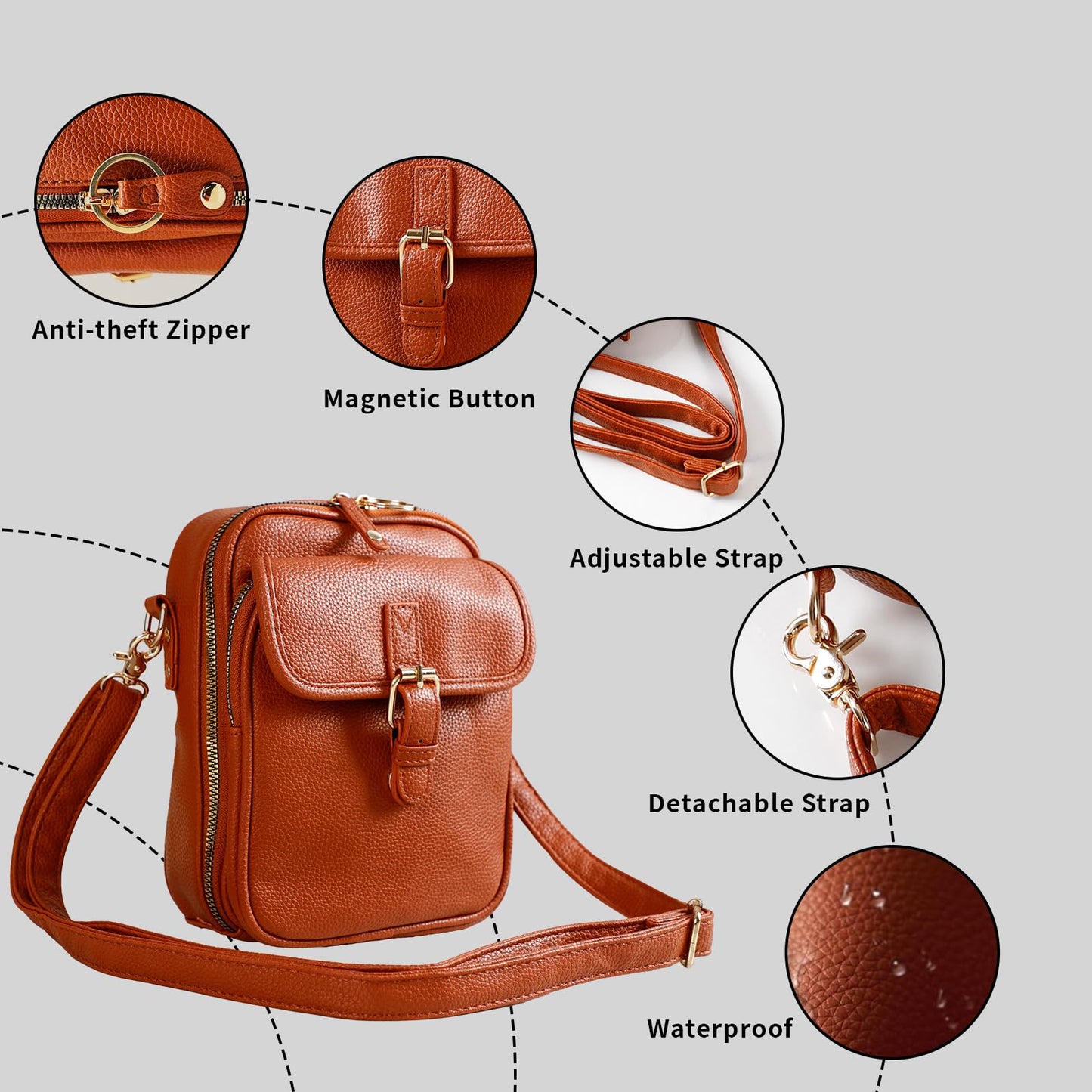 Leather Crossbody Bag for Women - 2025 Vintage Anti-Theft Messenger Bag with Double Layer Large Capacity, Built-in Purse Card Slots,Retro Faux Leather Shoulder Sling Bag for Travel (Red, Large)