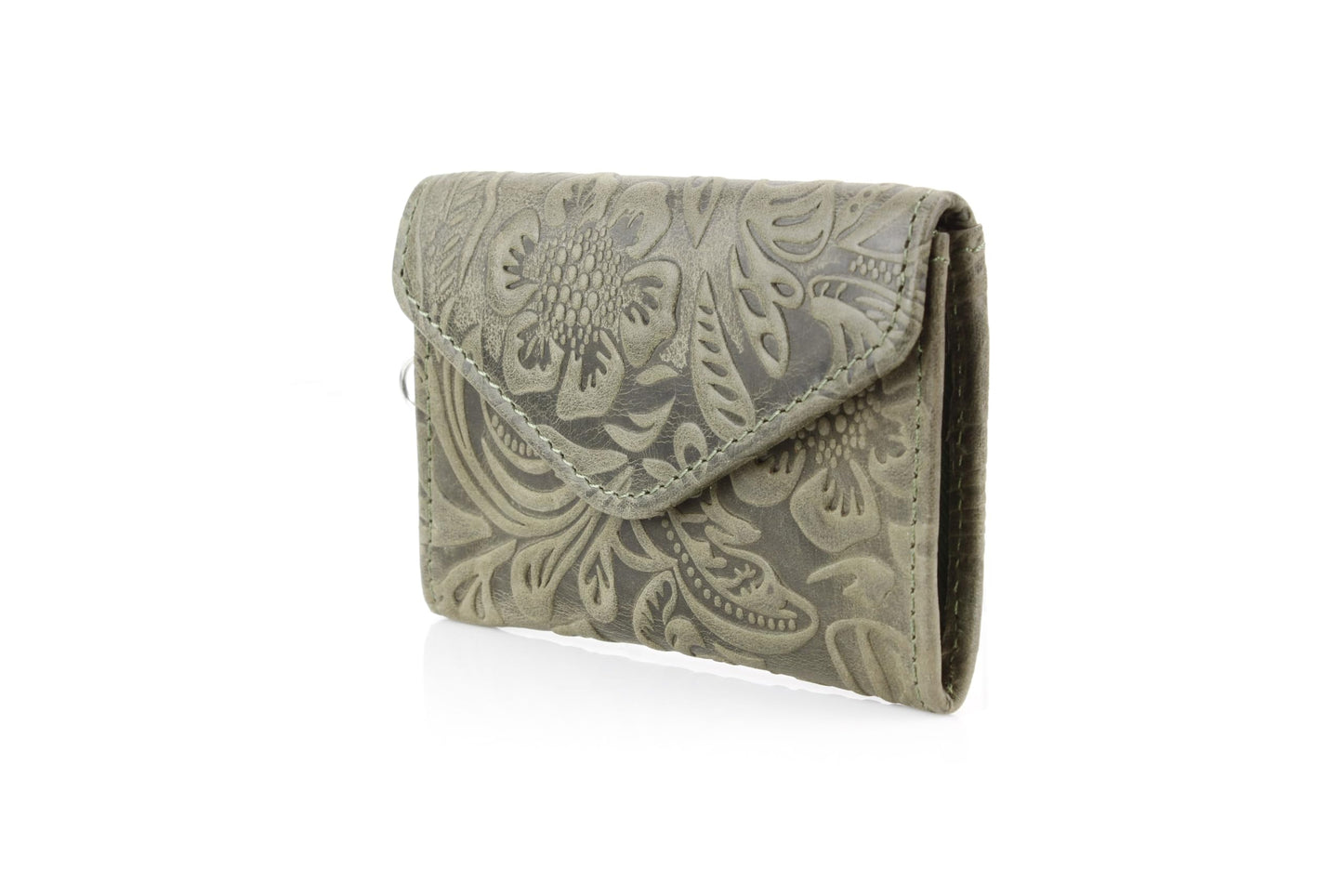 American Bison Small Floral Filigree Wristlet for Women – Compact Card Holder Wallet with Wrist Strap – Minimalist Clutch for ID, Credit Cards & Essentials (Green)