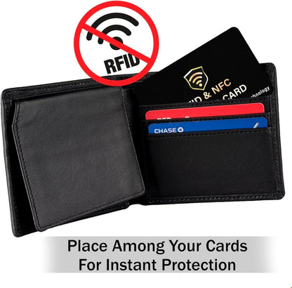 SaiTech IT RFID Blocking Card, One Card Protects Entire Wallet Purse, NFC Contactless Bank Debit Credit Card Protector ID ATM Guard Card Blocker–(Black) (5 Pack)