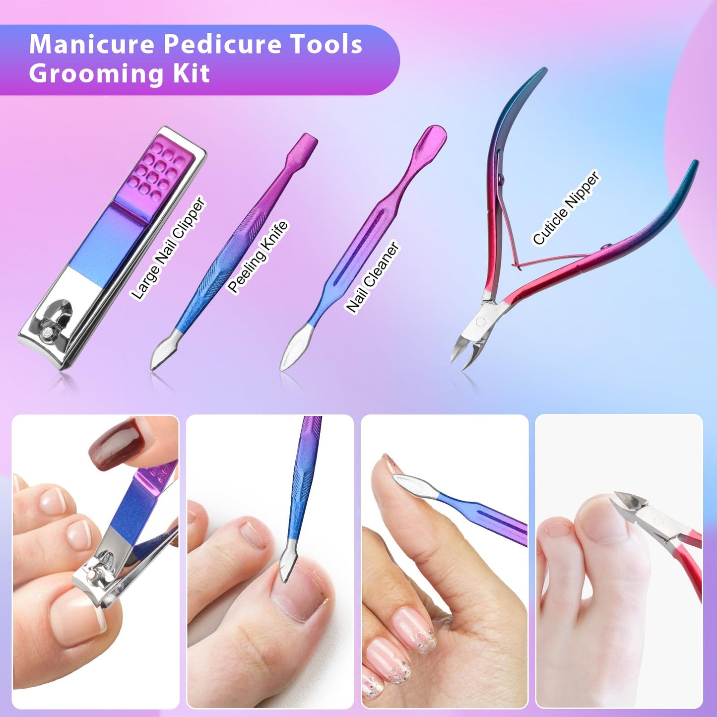 CGBE Manicure Set Nail Clippers Pedicure Kit Men Women Grooming kit Manicure Professional Nail Care Tools Gift 12Pcs with Luxurious Travel Case