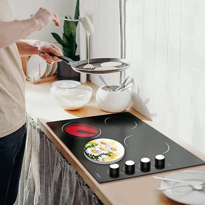 Flowers Stove Burner Covers, Dining Room Gas Stove Burner Covers 8 ＆10 Inches Stove Top Covers Electric Stove 4 Pcs Metal Stove Cover Gas Stove Top Covers, Cooktop Decorative,Home Kitchen Decorations