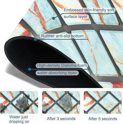 Rendering Marble Kitchen Sink Splash Guard Faucet Mat Blue Wall Tiles Super