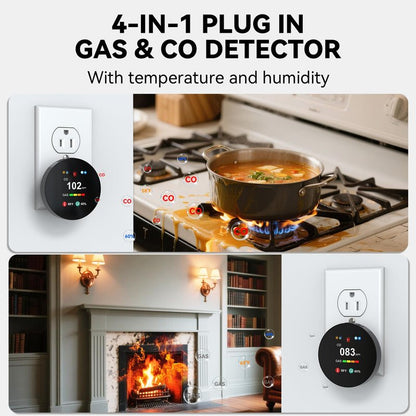 CHZHVAN LPG/Natural Gas/Charcoal Leak Detector, Plug-in Monitor, Methane and Propane Butane, Sound Alarm and LED Digital Display for Kitchen, Mobile Home, Garage