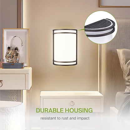 ASD LED Indoor Wall Mount Light Fixture - 10 Inch Modern Interior Oil Rubbed Bronze Wall Sconce Lighting - 3000K 4000K 5000K Adjustable - Half Cylinder Hallway Light Fixture - ETL & Energy Star