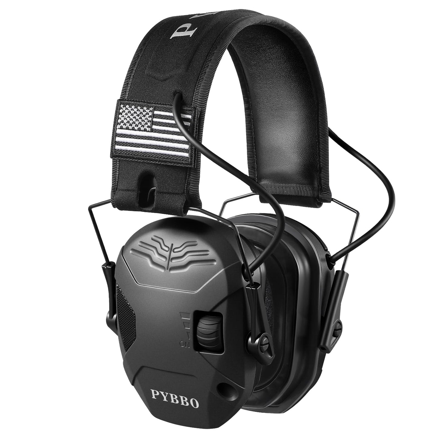 PYBBO NRR 23dB Shooting Earmuff with Gel Ear Pads, Slim Active Noise Reduction & Sound Amplification for Gun Range, Hunting - Black