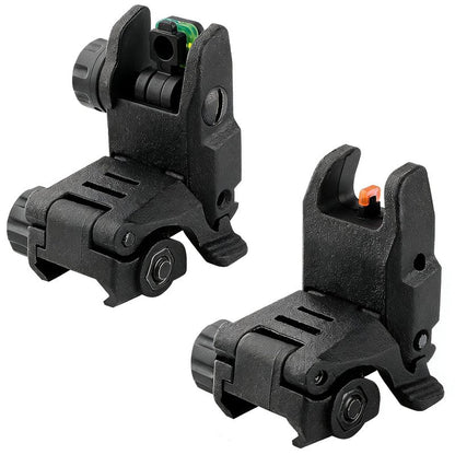 DOPETANE Fiber Optic Sights Flip Up Front and Rear Backup Sights with Red Green Fiber Optics Polymer Fiber Sight Black