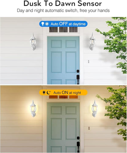 VIANIS White Dusk to Dawn Porch Light, Outdoor Sconces Wall Lighting Lantern, 100% Aluminum Outside Light Fixtures for House, Waterproof LED Exterior Garage Lights Wall Mount Lamp for Entrance 2-Pack