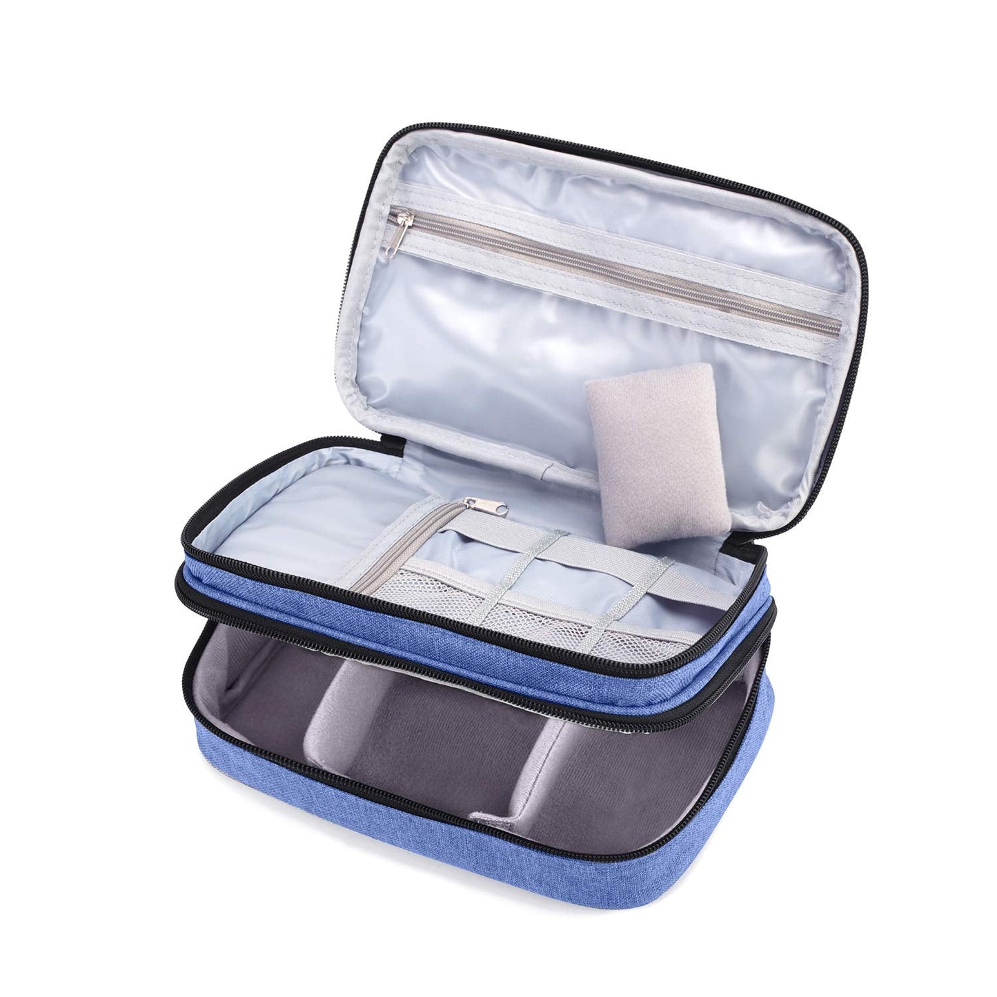 Luxja Sewing Accessories Organizer, Double-Layer Sewing Supplies Organizer for Needles, Scissors, Measuring Tape, Thread and Other Sewing Tools (NO Accessories Included), Dark Blue