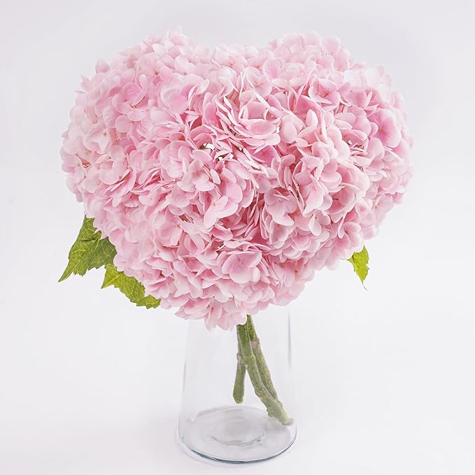 BonBloom's 3 Pcs Pink Artificial Hydrangea Flowers 21" Real Touch Flowers Latex Fake Hydrangea Flowers for Wedding Centerpieces Flower Arrangement Home Decor